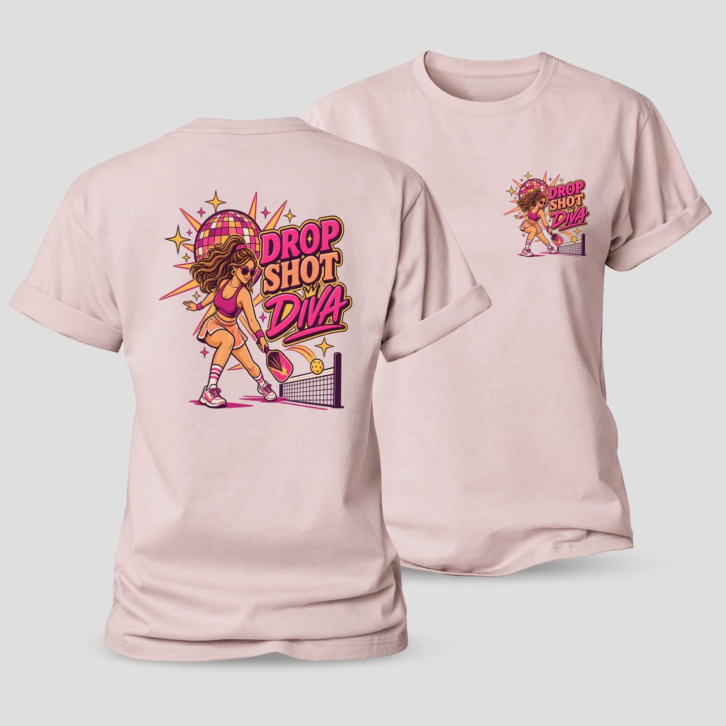 Drop Shot Diva Pickleball Life Women's Cotton T-Shirt – Pink
