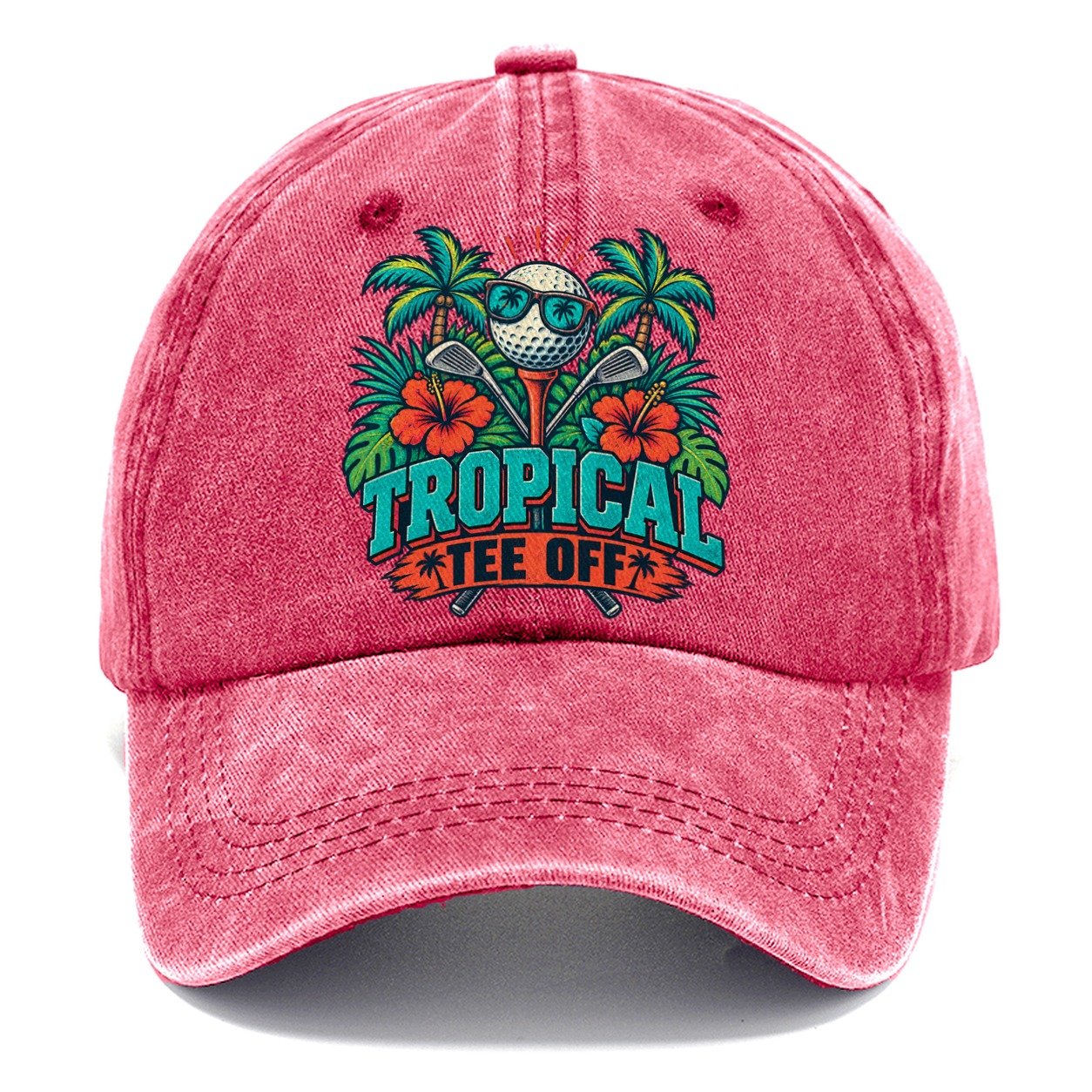 Tropical Tee Off Golf Life Classic Cap – Pomegranate Blush