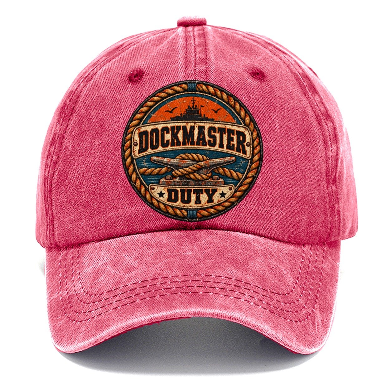 Dockmaster Duty Patch Fishing Club Classic Cap – Pomegranate Blush