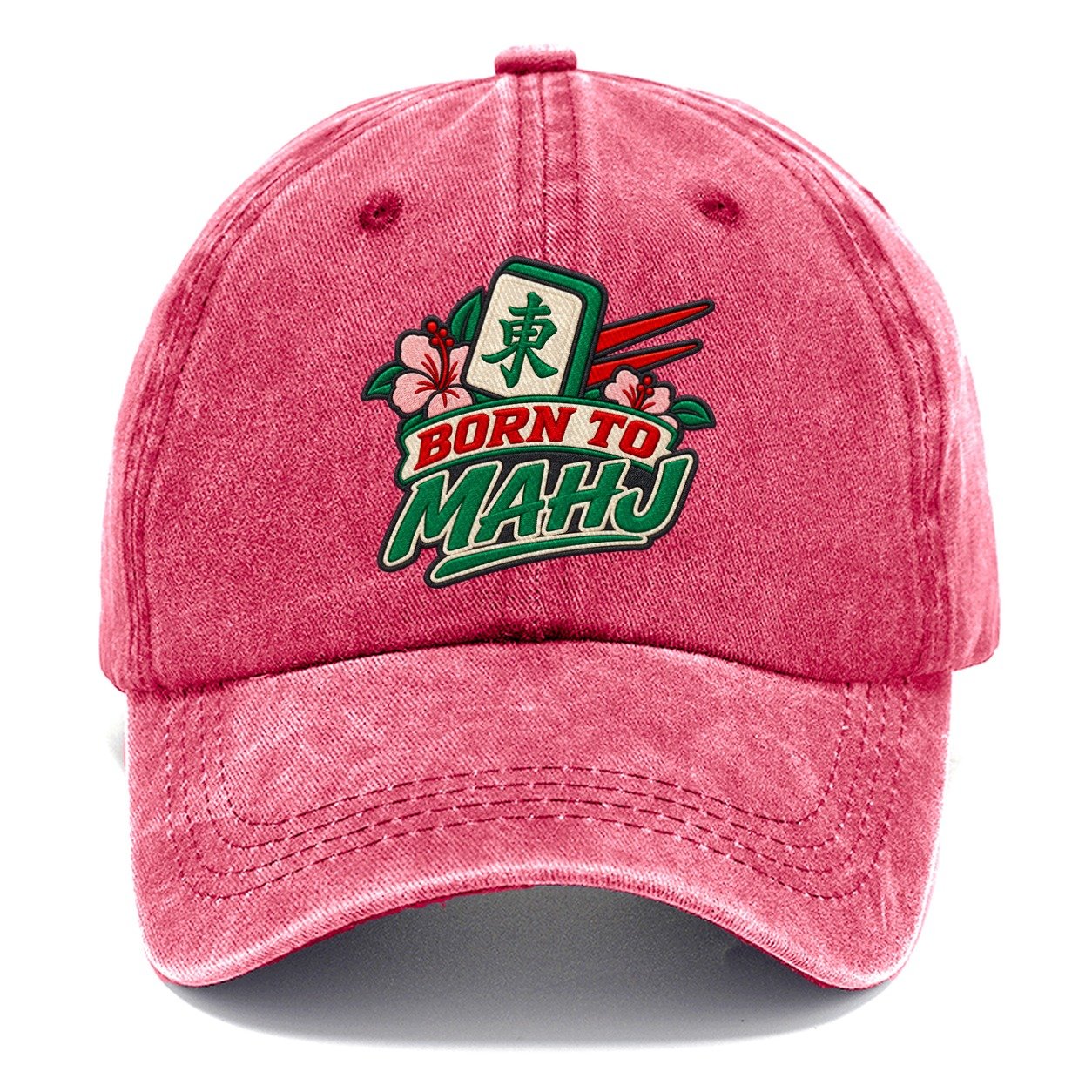 Born To Mahj Mahjong Game Night Classic Cap – Pomegranate Blush