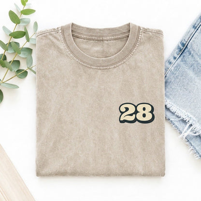 Number 28 Left Chest Vintage T-shirt – Off White