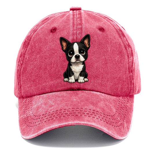 Boston Terrier Sitting Sweetheart Classic Cap – Pomegranate Blush