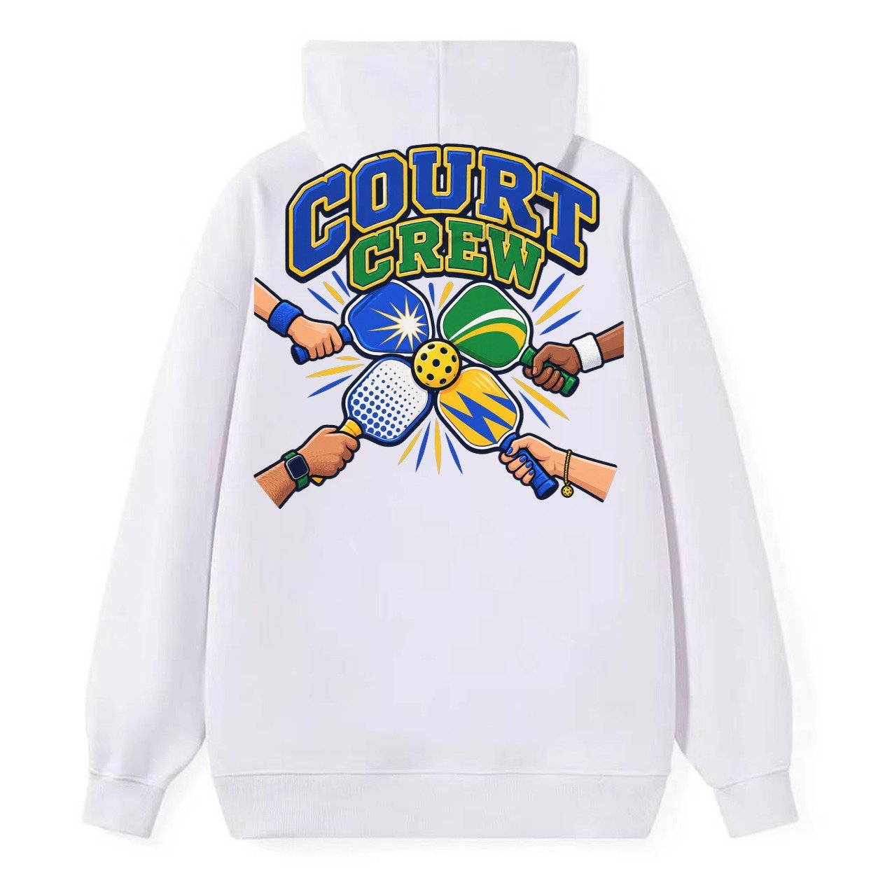 Court Crew Pickleball Life Classic Pullover Hoodie – White