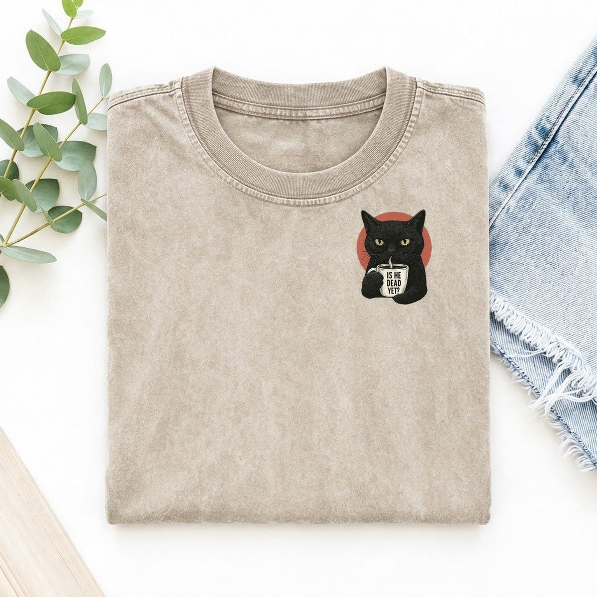 Is He Dead Yet Cat Left Chest Vintage T-shirt – Off White