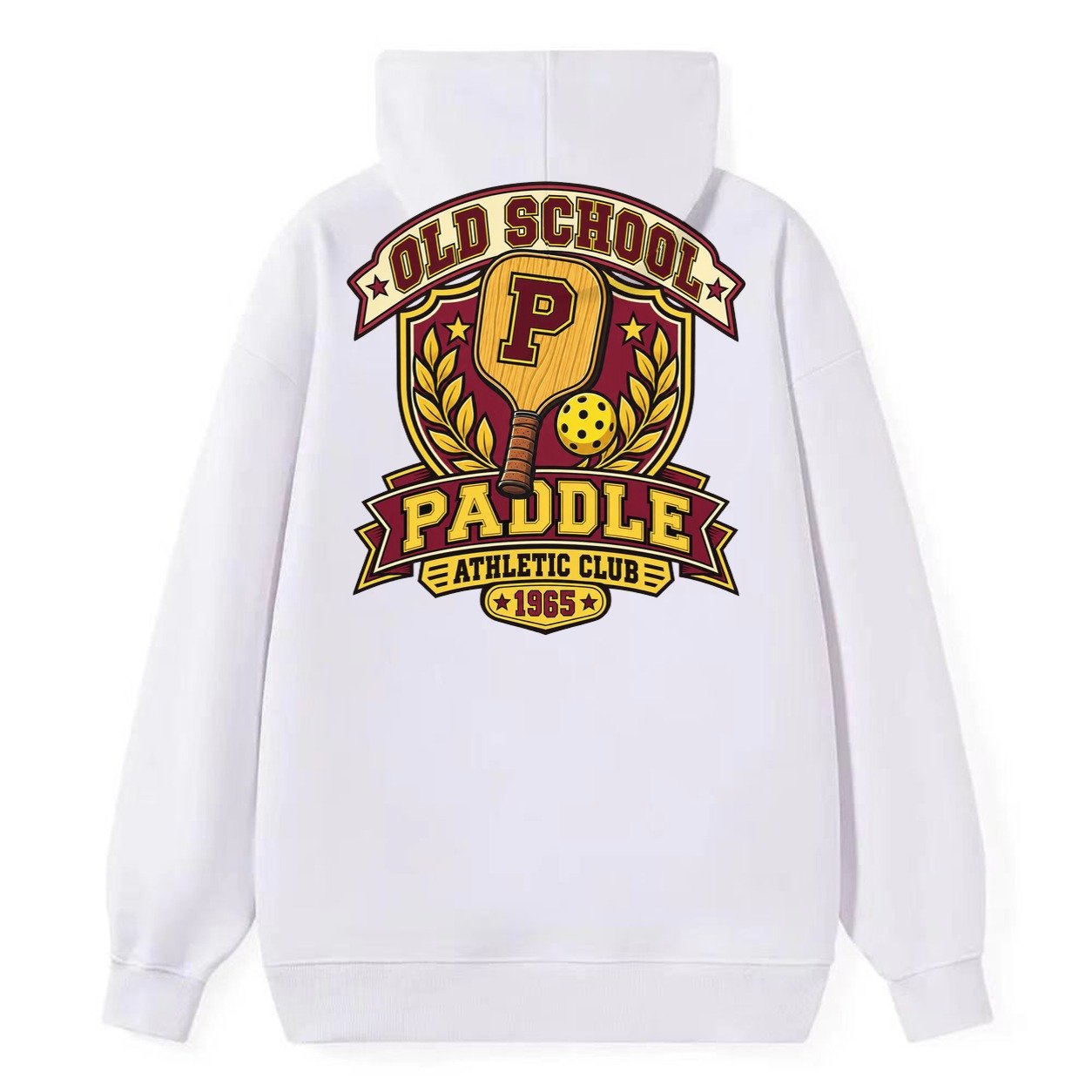 Old School Paddle Athletic Club Pickleball Life Classic Pullover Hoodie – White