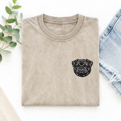 Black Pug Left Chest Vintage T-shirt – Off White