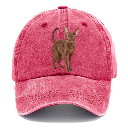 Cornish Rex Standing Three Quarter Realistic Cat Portrait Classic Cap – Pomegranate Blush