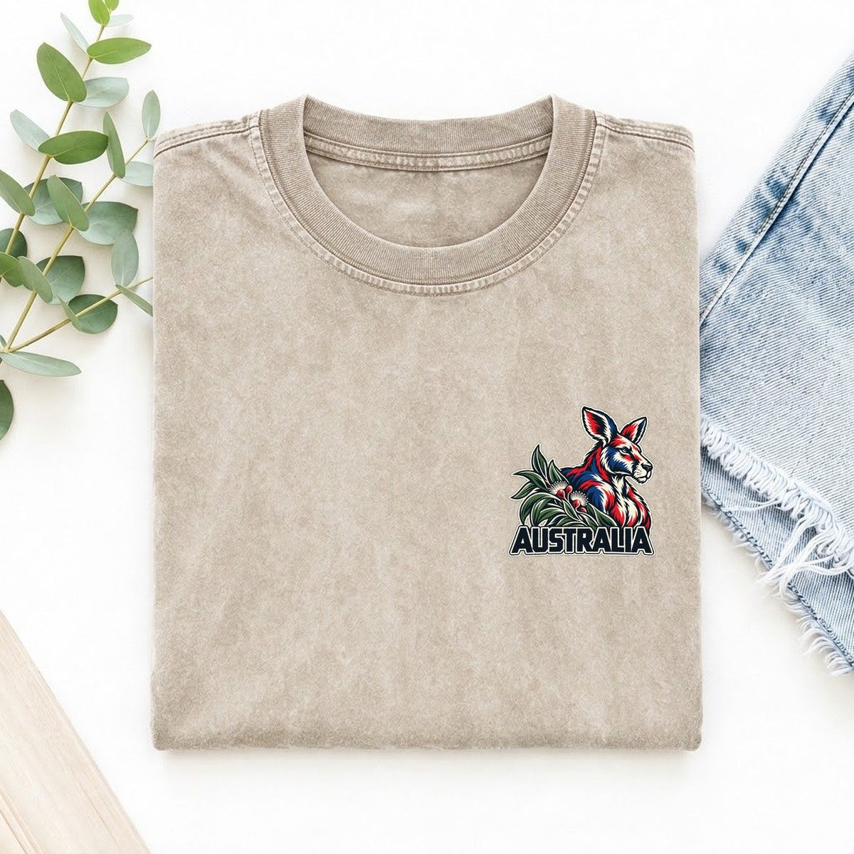 Australia Country Pride Left Chest Vintage T-shirt – Off White
