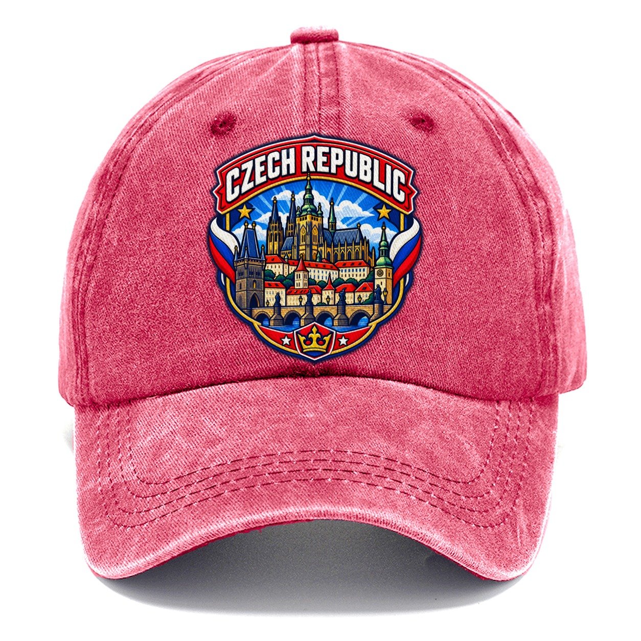 Czech Republic Retro Badge Country Logos Classic Cap – Pomegranate Blush