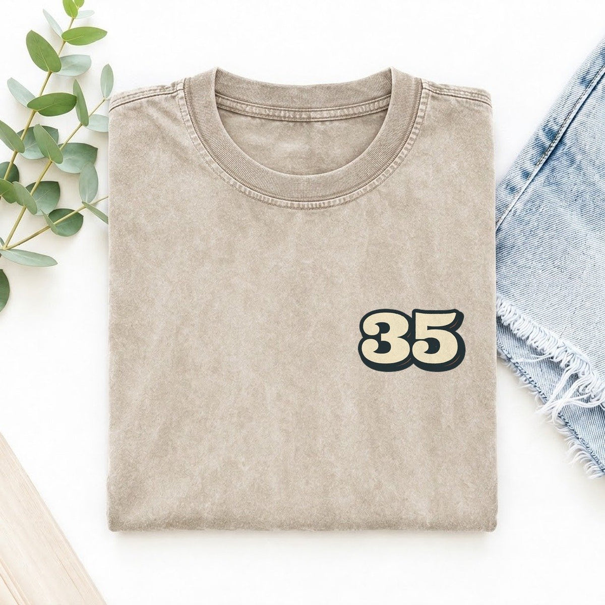 Number 35 Left Chest Vintage T-shirt – Off White