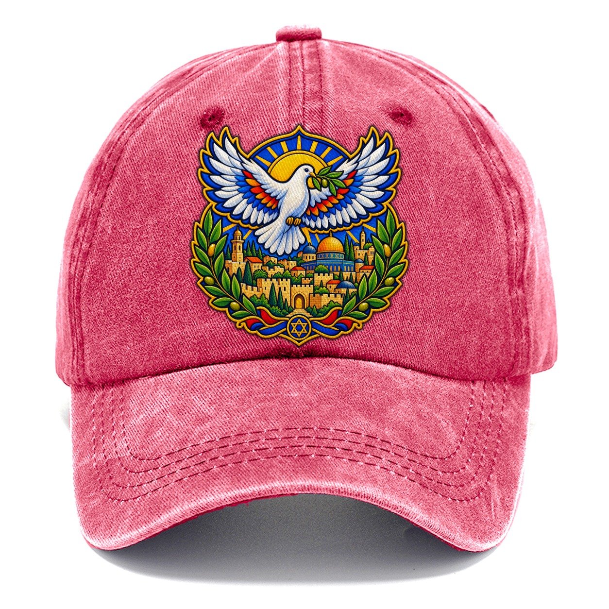 Dove Over The City Jerusalem Classic Cap – Pomegranate Blush