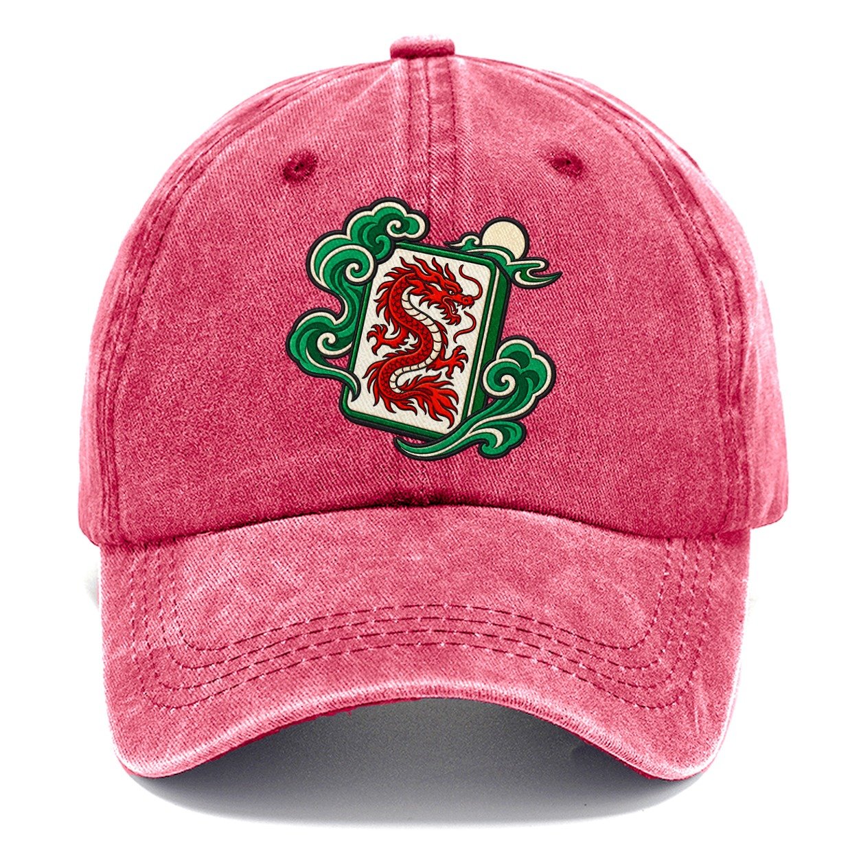 Red Dragon Mahjong Game Night Classic Cap – Pomegranate Blush