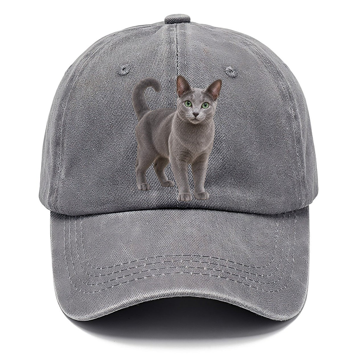 Russian Blue Standing Three Quarter Realistic Cat Portrait Classic Cap – Urban Haze