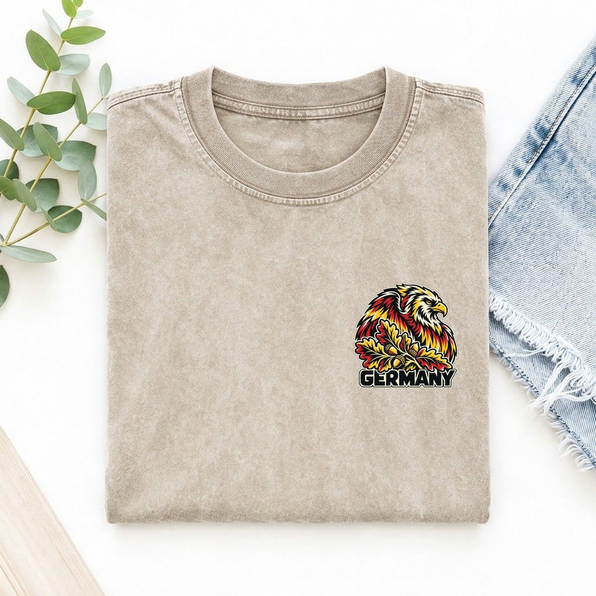 Germany Country Pride Left Chest Vintage T-shirt – Off White