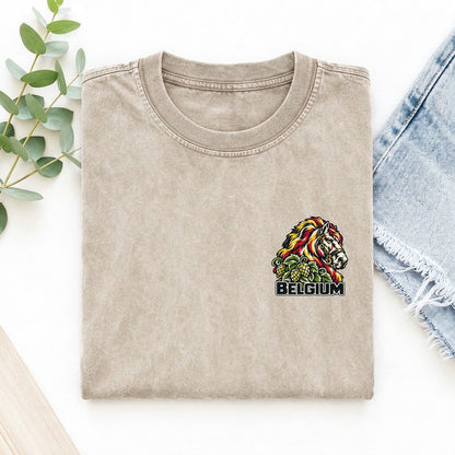 Belgium Country Pride Left Chest Vintage T-shirt – Off White