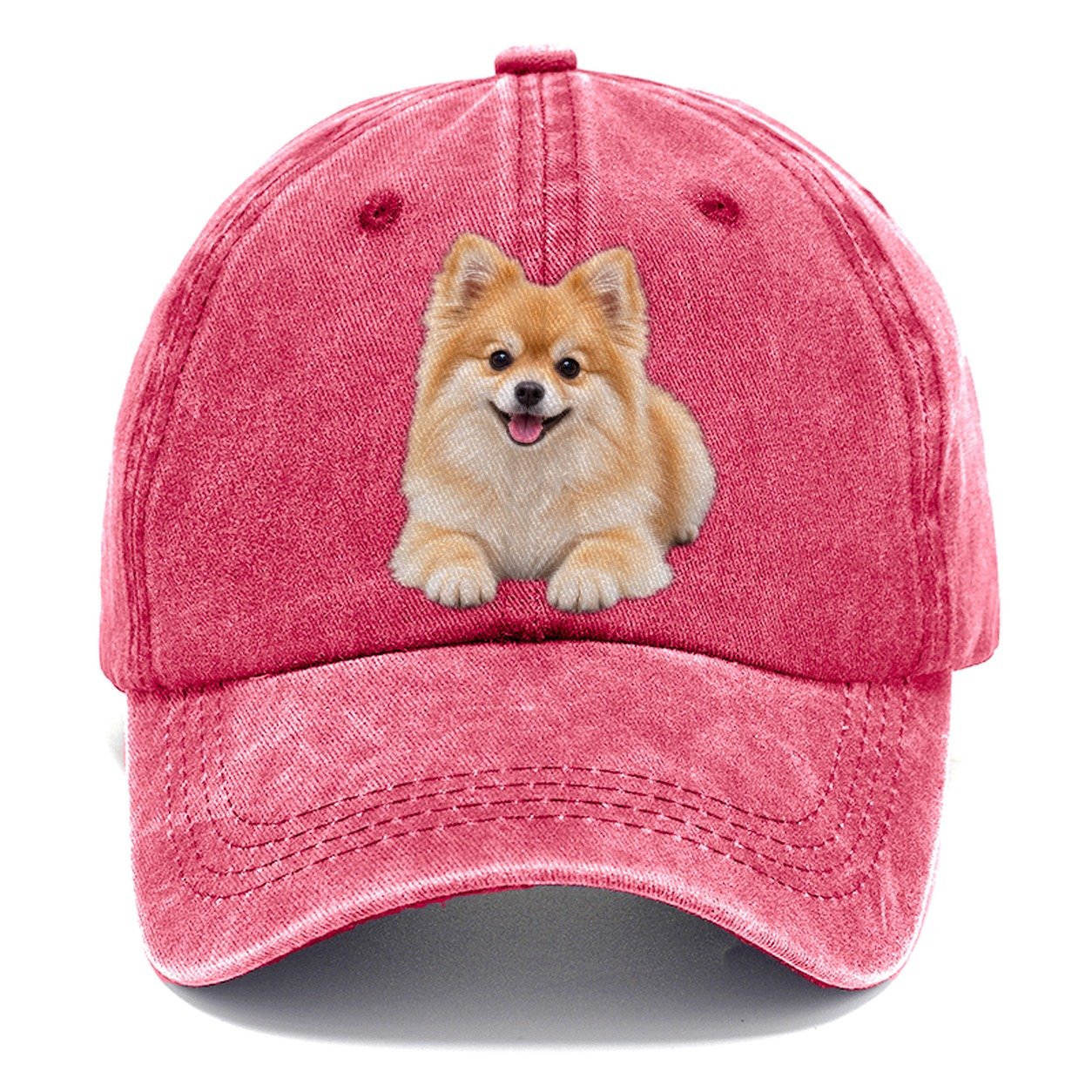 Pomeranian Lying Down Top Breeds Classic Cap – Pomegranate Blush