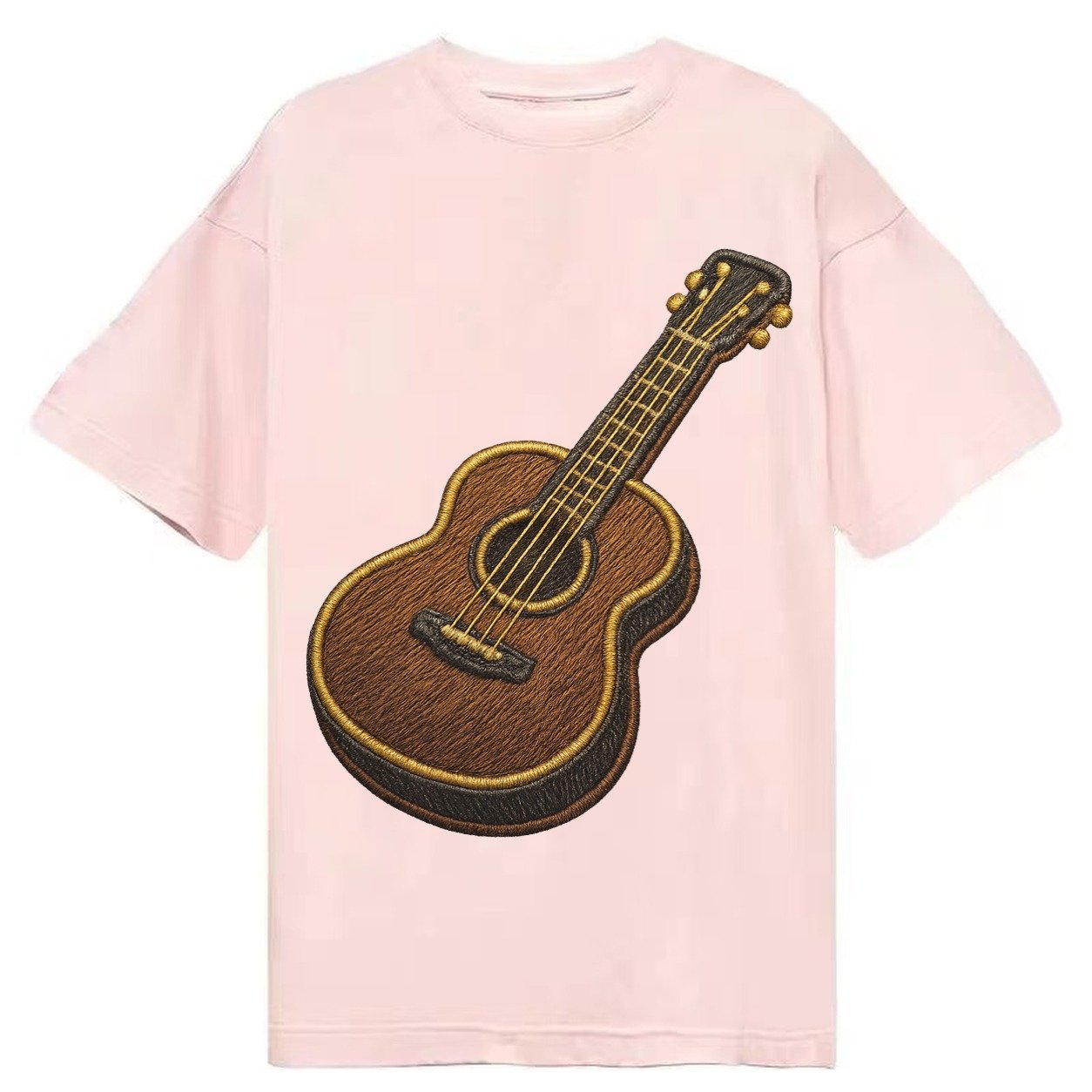 Vintage Guitar Classic Acoustic Guitar With Bronze Strings A Classic T-shirt – Pink