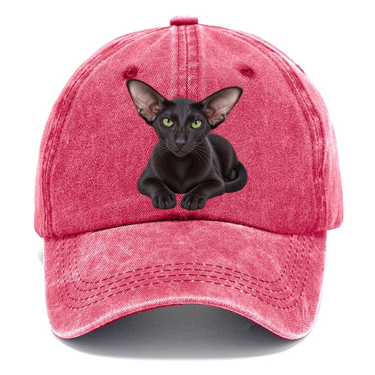 Oriental Shorthair Reclining Paws Forward Realistic Cat Portrait Classic Cap – Pomegranate Blush