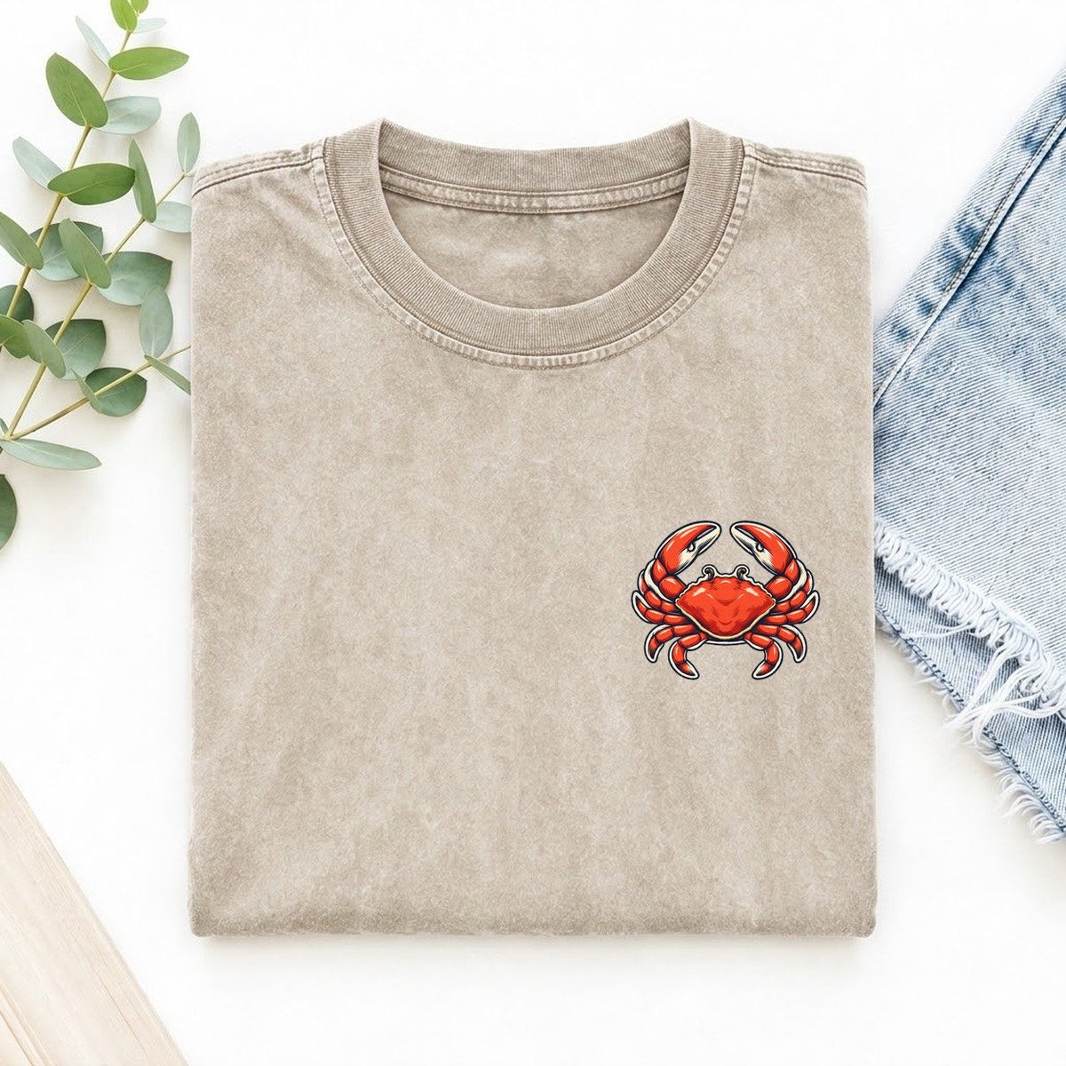 Scarlet Crab Left Chest Vintage T-shirt – Off White