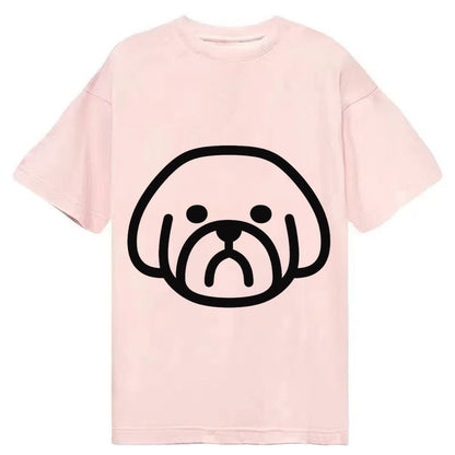 Shih Tzu Minimalist Fluffy Design With Strong Black Border Classic T-shirt – Pink