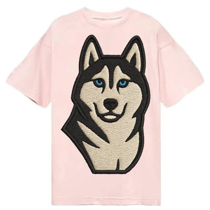 Husky Blue Eyes Close Up Portrait Classic T-shirt – Pink