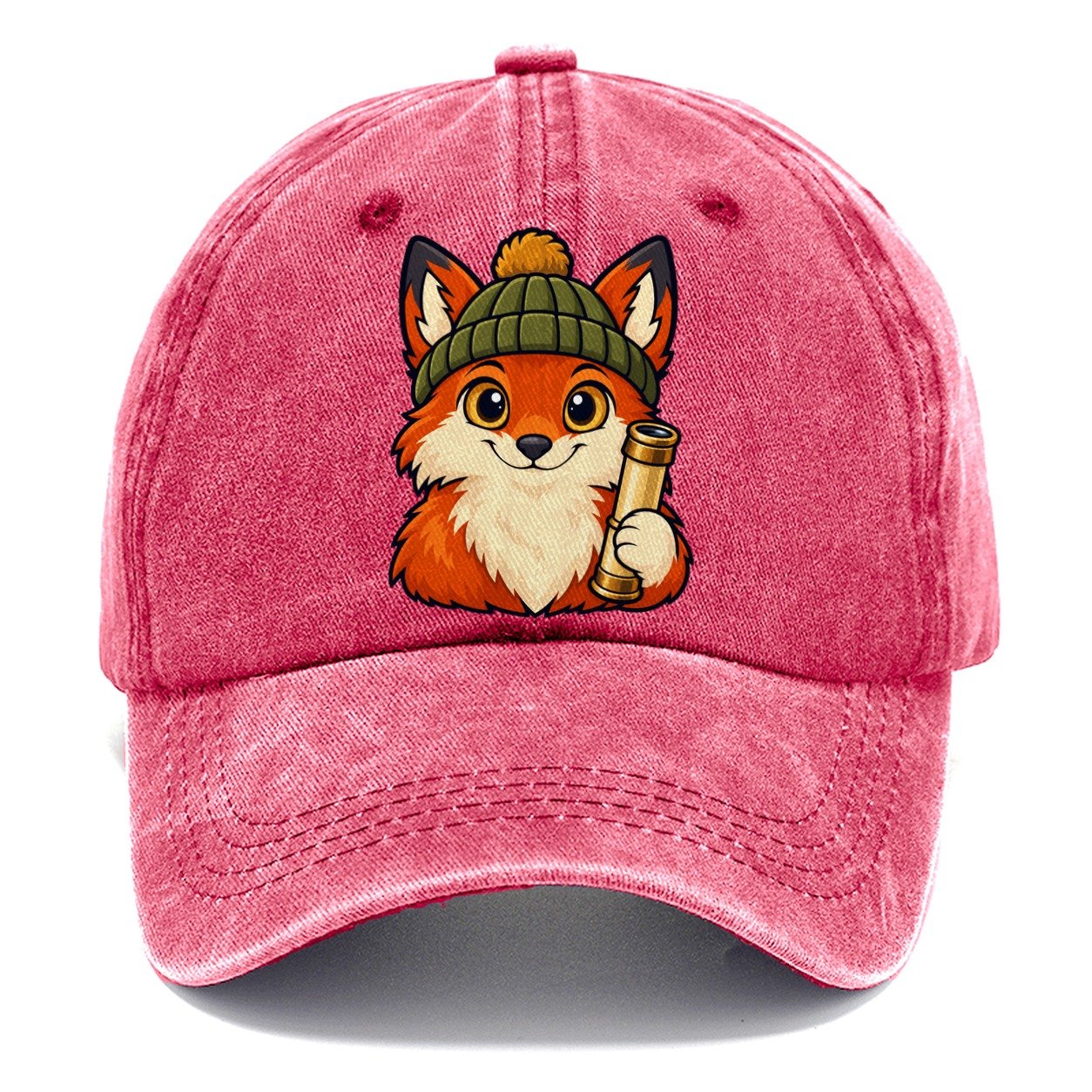Stargazing Fox In A Beanie Astronomy And Stargazing Classic Cap – Pomegranate Blush