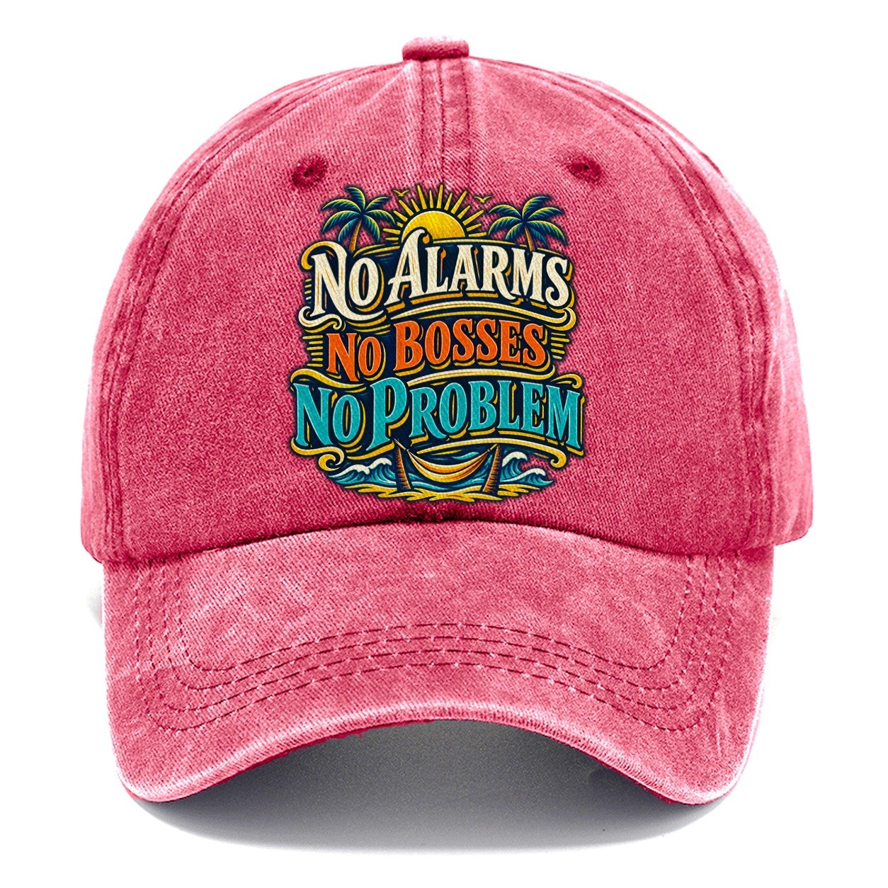 No Alarms No Bosses No Problem Retired Living Classic Cap – Pomegranate Blush