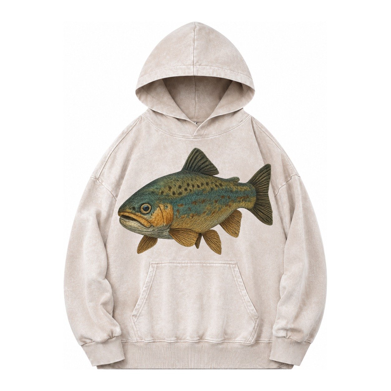 Trout Tales Headwear Vintage Washed Hoodie – Off White