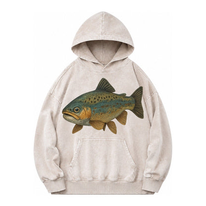 Trout Tales Headwear Vintage Washed Hoodie – Off White