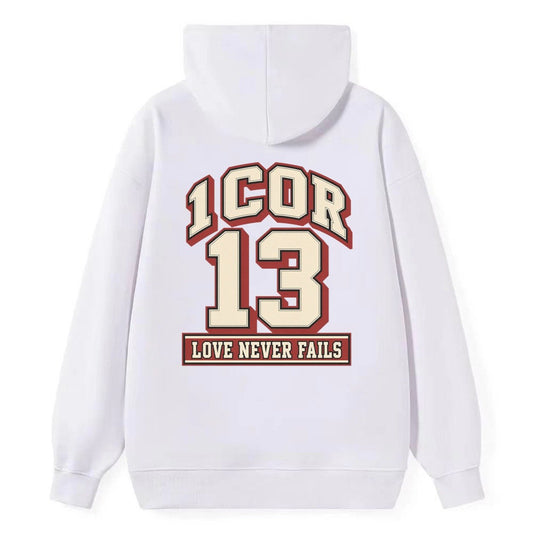 Corinthians 13 Varsity Chapel Varsity Classic Pullover Hoodie – White