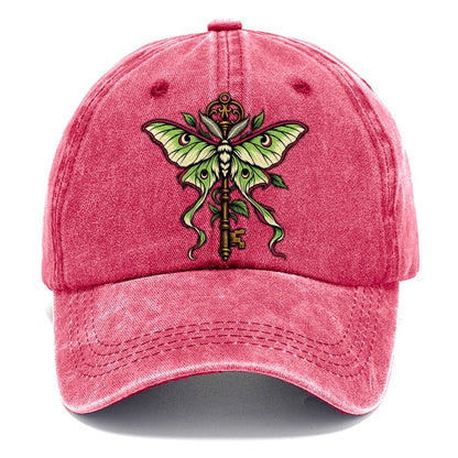 Luna Moth Over An Iron Key Witch Magic Classic Cap – Pomegranate Blush