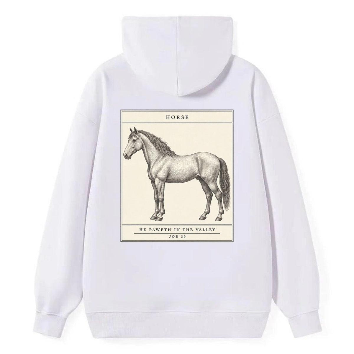 Horse Specimen Plate Creature Canticle Classic Pullover Hoodie – White