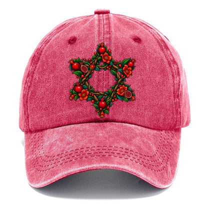 Star Of David Floral Bloom Judaism Heritage Classic Cap – Pomegranate Blush