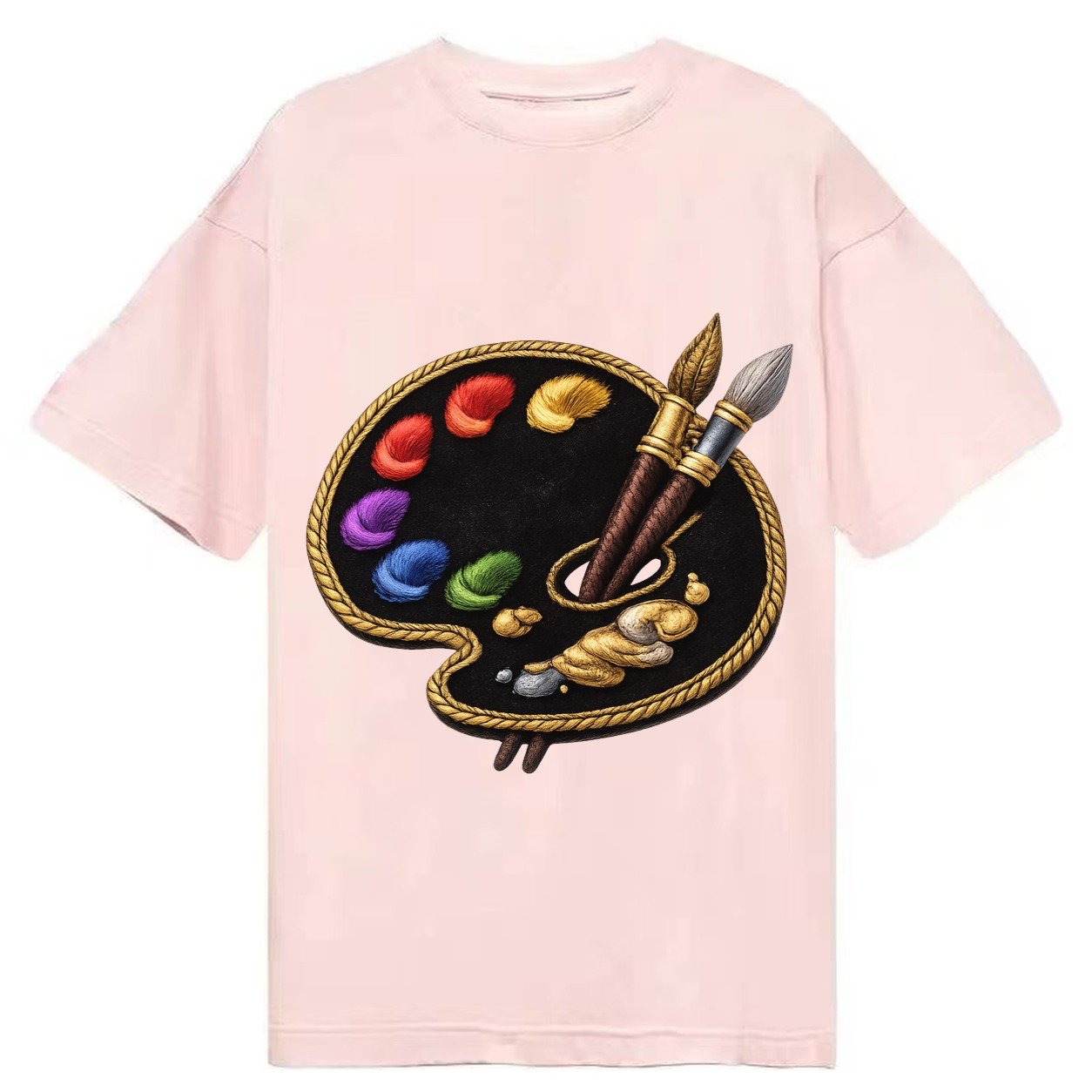 Artist Palette Rainbow Paints Embroidered Ea4b33 Classic T-shirt – Pink