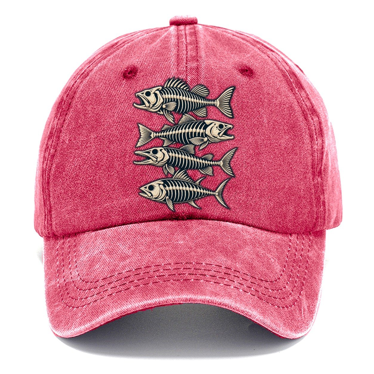 Fish Skeleton Minimal Fishing Elegant Classic Cap – Pomegranate Blush
