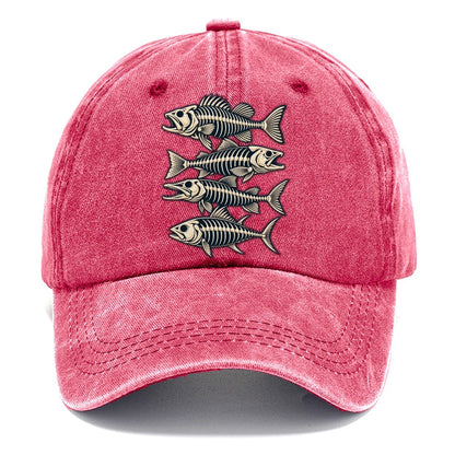 Fish Skeleton Minimal Fishing Elegant Classic Cap – Pomegranate Blush