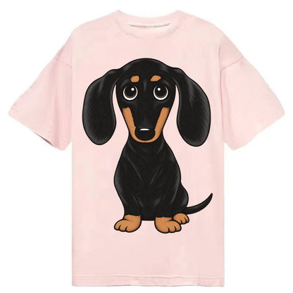 Vintage Style Dachshund Print Classic T-shirt – Pink