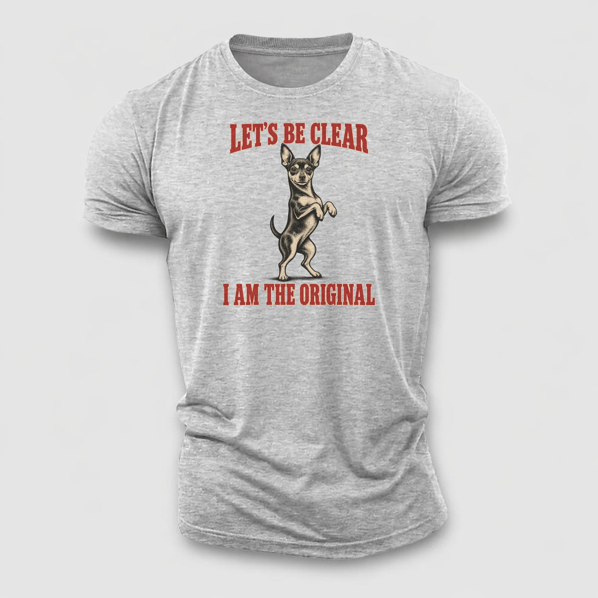 Miniature Pinscher Dog Declarations Cotton T-Shirt – Sport Grey