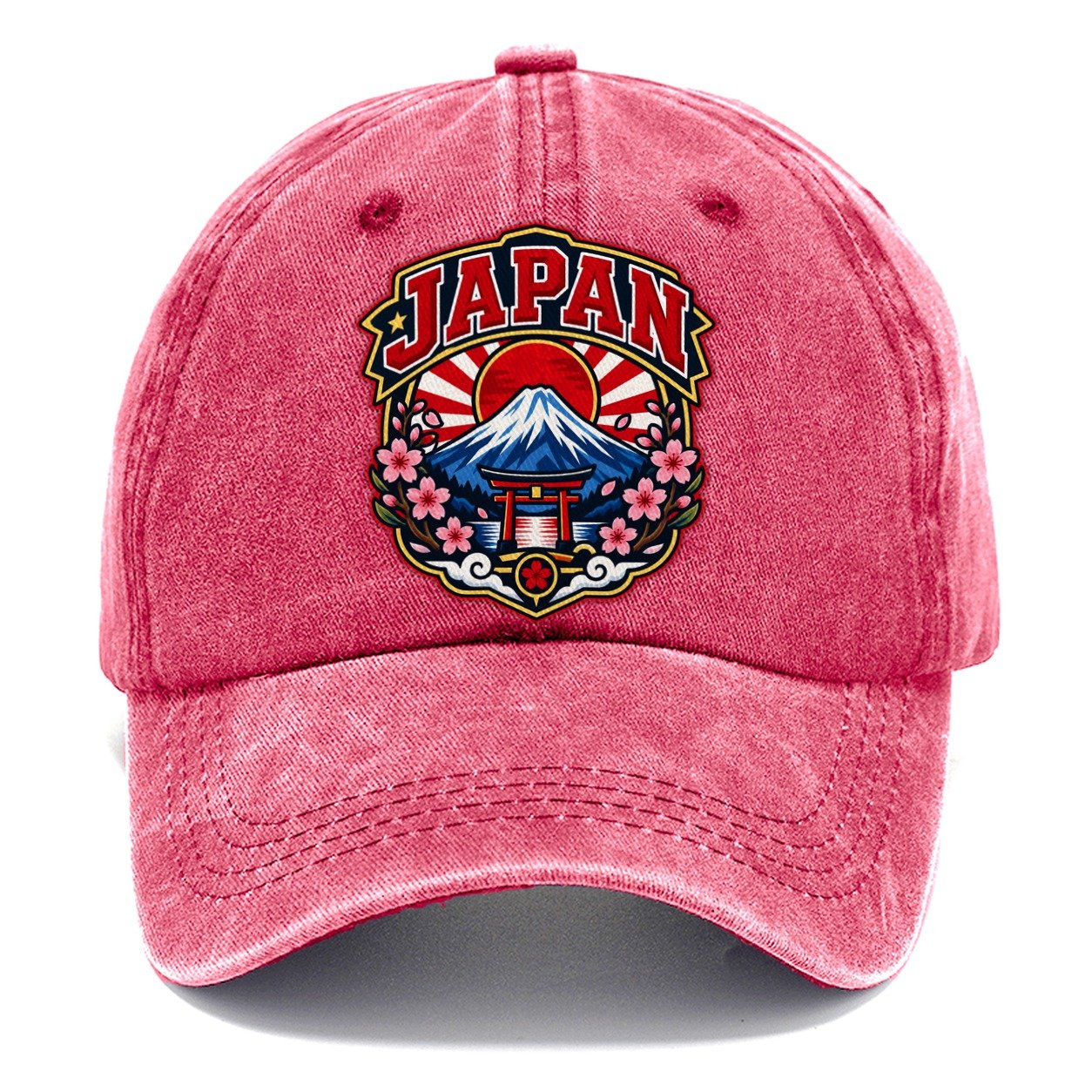 Japan Retro Badge Country Logos Classic Cap – Pomegranate Blush