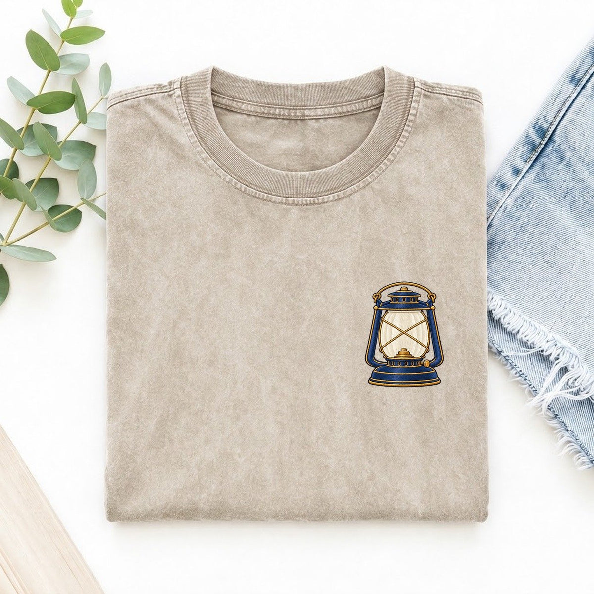 Camp Lantern Symbol Emblems Left Chest Vintage T-shirt – Off White