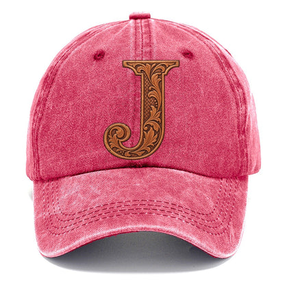 Tooled Leather J Monogram Classic Cap – Pomegranate Blush