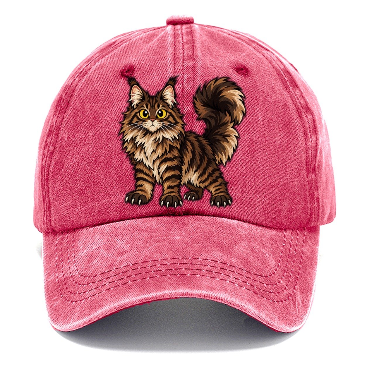 Maine Coon Standing Proud Peeking Cats Classic Cap – Pomegranate Blush