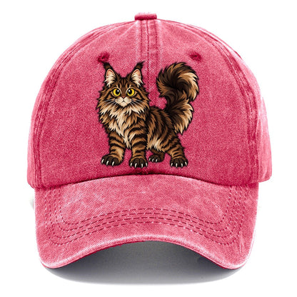 Maine Coon Standing Proud Peeking Cats Classic Cap – Pomegranate Blush