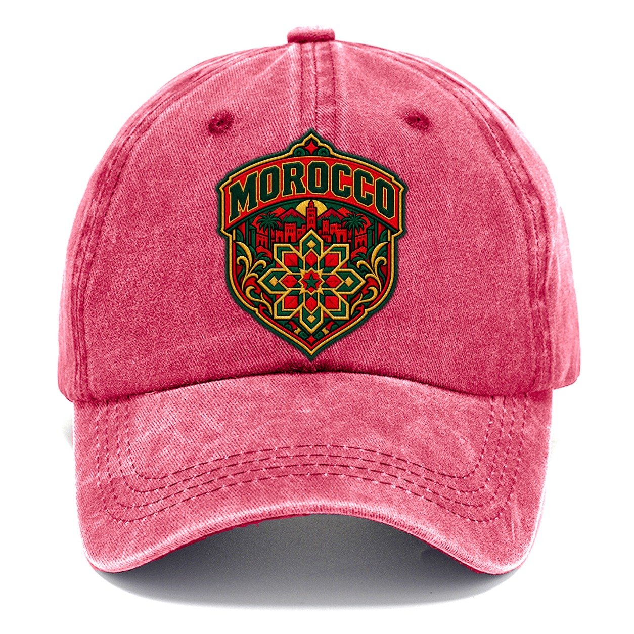 Morocco Retro Badge Country Logos Classic Cap – Pomegranate Blush