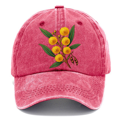 Golden Wattle Flowering Sprig Australia Cultural Icons Classic Cap – Pomegranate Blush