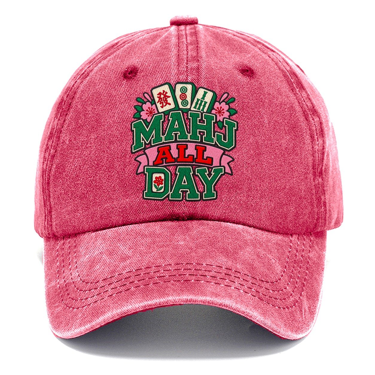 Mahj All Day Mahjong Game Night Classic Cap – Pomegranate Blush