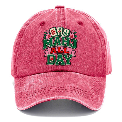 Mahj All Day Mahjong Game Night Classic Cap – Pomegranate Blush