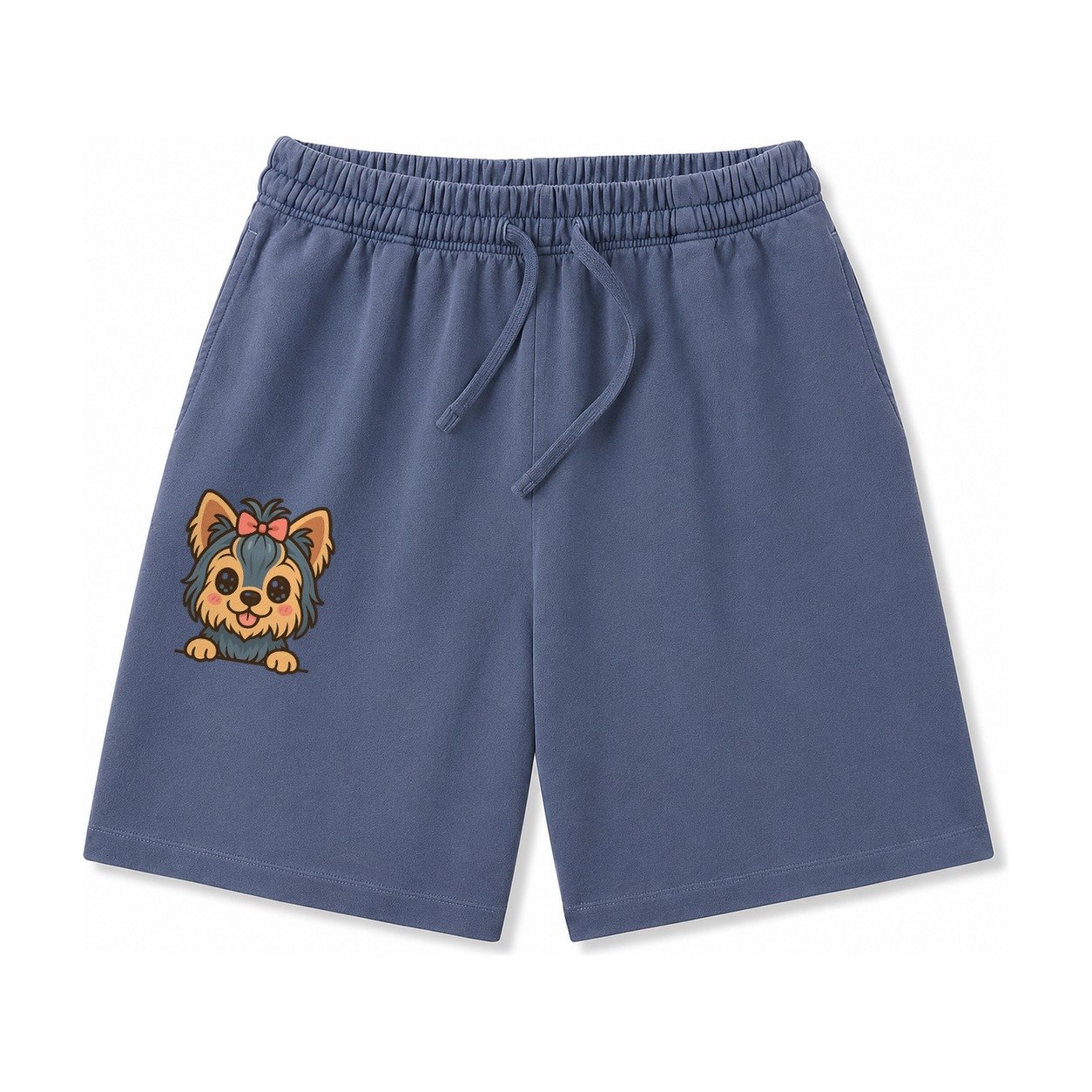 Yorkshire Terrier Modern Tiny Dog Logo Washed Shorts – Navy Blue