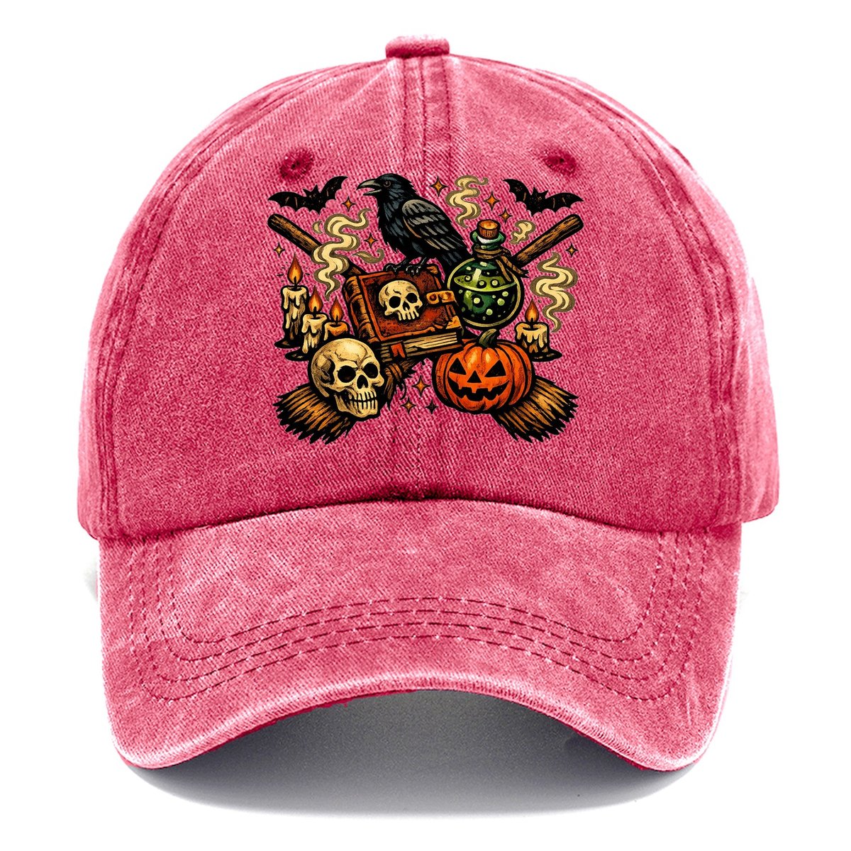 Vintage Witch Spellbook Raven Classic Cap – Pomegranate Blush