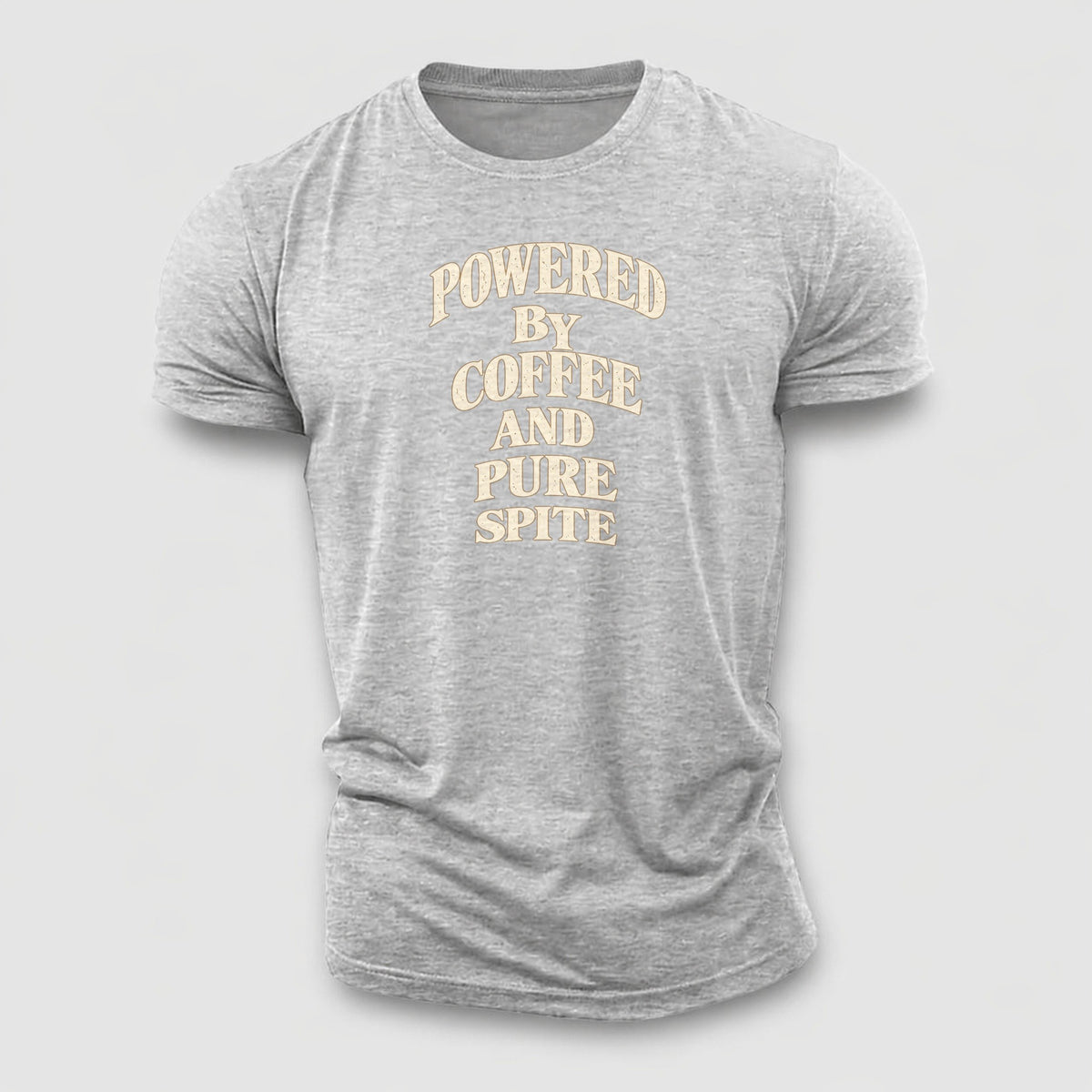 Powered By Coffee And Pure Spite Quiet Statements Cotton T-Shirt – Sport Grey